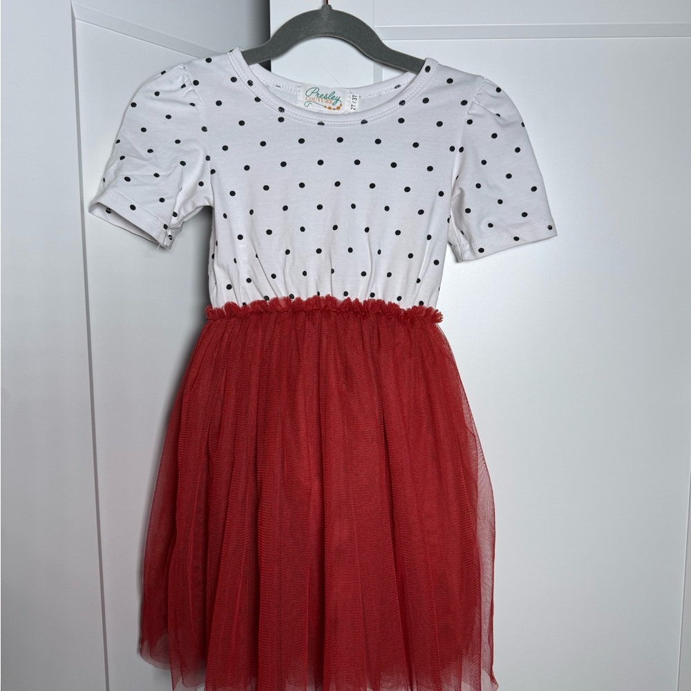 Esley Red and White Polka Dot Kids Dress